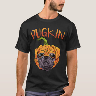 Pugkin Funny Pumpkin &amp; Pug Dog Halloween Pet L T-Shirt