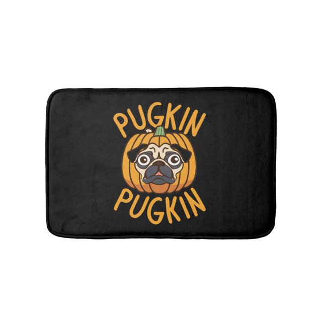 Pugkin Pug Dog Halloween Bath Mat (Front)