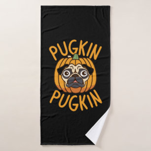 Pugkin Pug Dog Halloween Bath Towel
