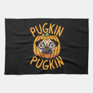 Pugkin Pug Dog Halloween Kitchen Towel
