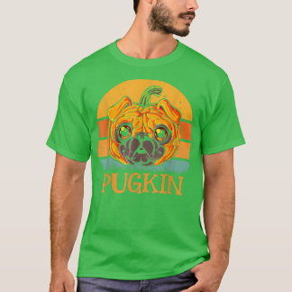 Pugkin Pug Face Pumpkin Halloween Thanksgiving Pug T-Shirt