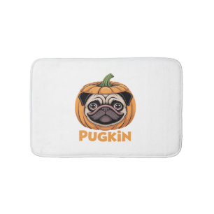 Pugkin Pug Halloween Happy Halloween Oversized T-S Bath Mat