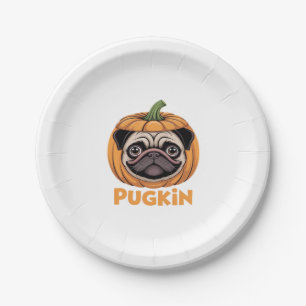 Pugkin Pug Halloween Happy Halloween Oversized T-S Paper Plate