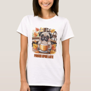 Pugkin Spice Latte – Cute Autumn Pug Coffee Design T-Shirt