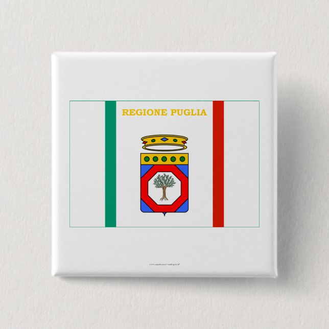Puglia flag 2 inch square button (Front)