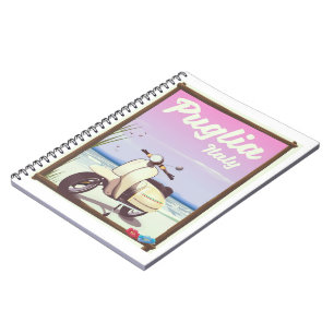 Puglia Italy Travel poster. Notebook