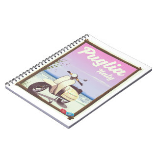 Puglia Italy Travel poster. Notebook