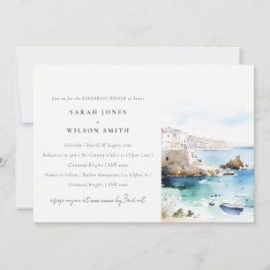 Puglia Italy Watercolor Landscape Rehearsal Dinner Invitation