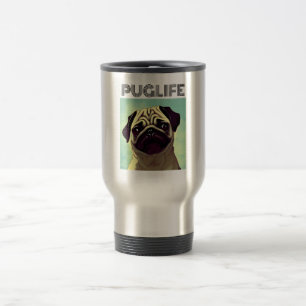 PUGLIFE Adorable Pug Face Portrait Travel Mug
