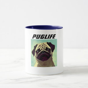 PUGLIFE Pug Puppy Dog Mug Shot Cute Eyes Portrait