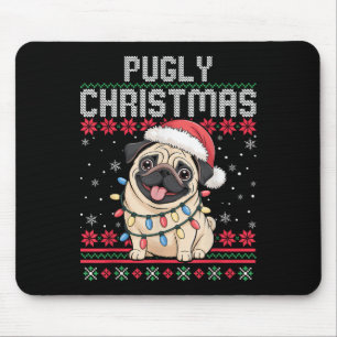 Pugly Ba Ham Pug Ugly Christmas Sweater Dog Pugs Mouse Pad