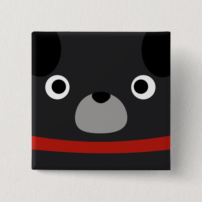 Pugly Pug 2 Inch Square Button (Front)