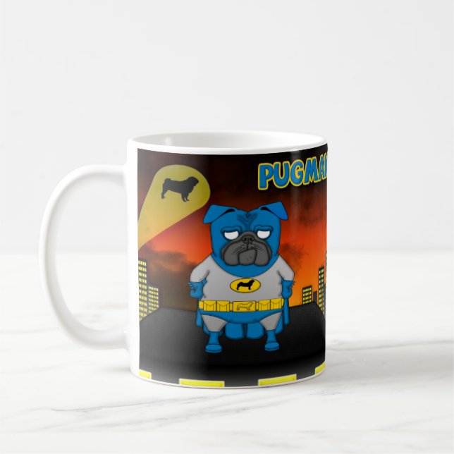 Pugman on Building Coffee Mug (Left)