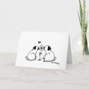 Pugs and Flower Card