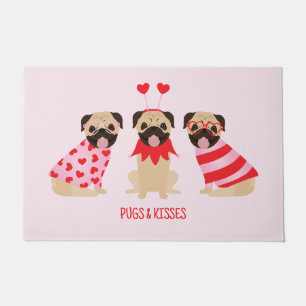 Pugs And Kisses Cute Pug Dogs Doormat