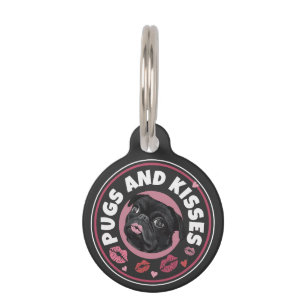 Pugs And Kisses Cute Pun Pug Lovers Pet Tag