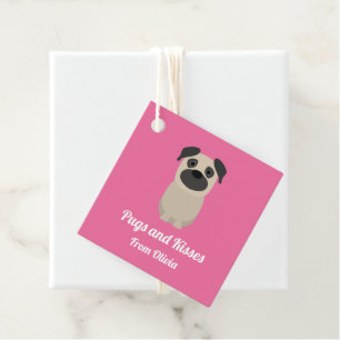 Pugs and Kisses Dog Valentine's Day Favour Tags