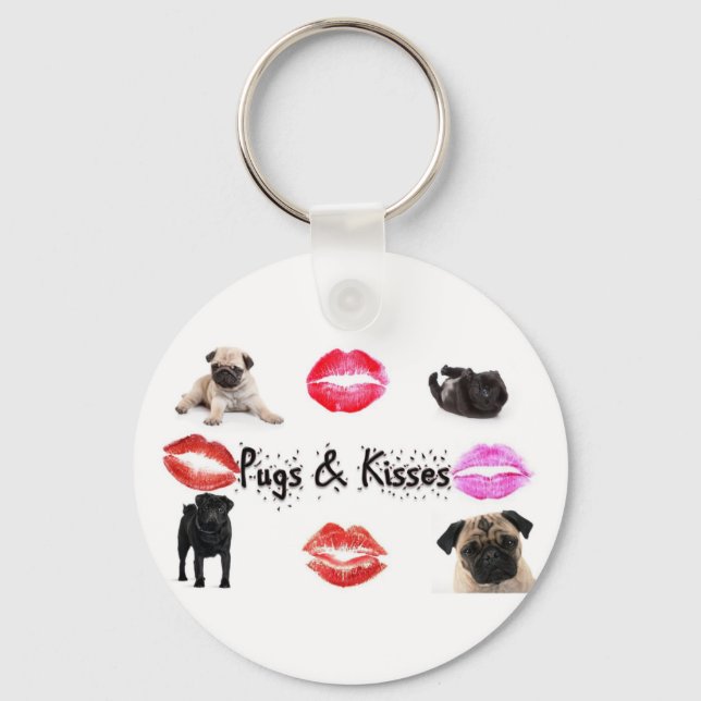 Pugs and Kisses Keychain (Front)