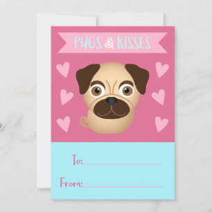 Pugs and Kisses Kid's Valentine Holiday Card