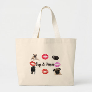Pugs and Kisses Large Tote Bag