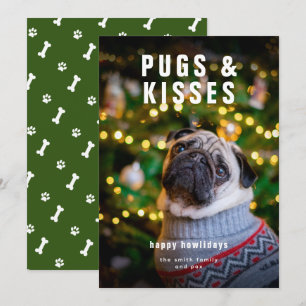 Pugs and Kisses Pet Dog Christmas Holiday Card