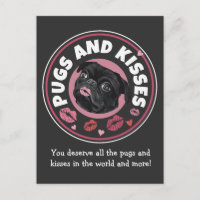 Pugs And Kisses | Punny | Pug Lovers Love Message 