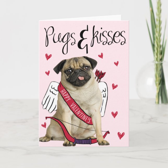 Pugs And Kisses Valentine's Day Card (Front)