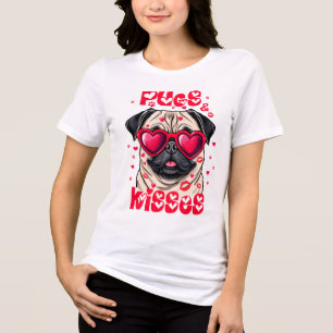 Pugs and kisses valentine's day dog lover dog mom Tri-Blend shirt