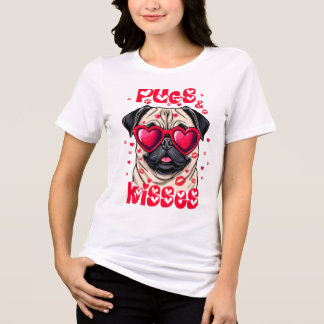 Pugs and kisses valentine's day dog lover dog mom Tri-Blend shirt