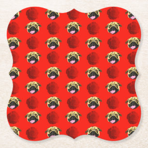 Pugs And Roses Paper Coasters