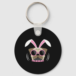Pugs Bunny Happy Easter Puggy Rabbit Pug Pet Dog L Keychain