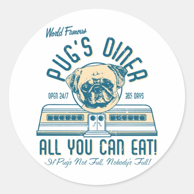 Pug's Diner 50s Vintage Retro Stickers (Front)