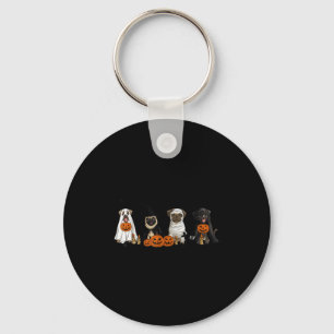 Pugs Dog Lovers - Pug Ghost Pug Witch Pug Hallowee Keychain