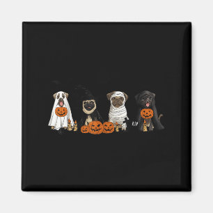 Pugs Dog Lovers - Pug Ghost Pug Witch Pug Hallowee Magnet