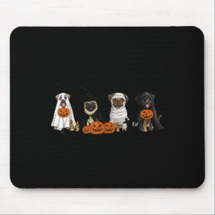 Pugs Dog Lovers - Pug Ghost Pug Witch Pug Hallowee Mouse Pad
