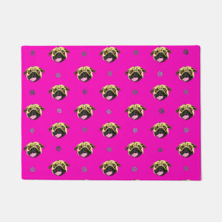 Pugs Door Mat Shocking Pink