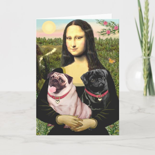 Pugs (Fawn + Blk) - Mona Lisa Card (Front)