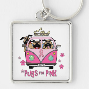 Pugs for Pink Key Chain