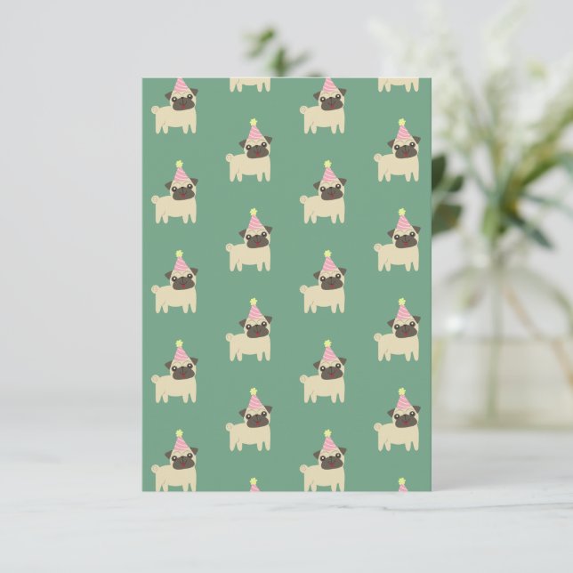 Pugs Grid Birthday Card (Standing Front)