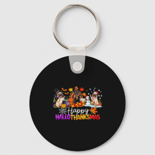 Pugs Hallothanksmas Dog Lovers Funny Christmas Mer Keychain