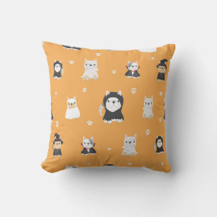 Pugs in costumes throw pillow
