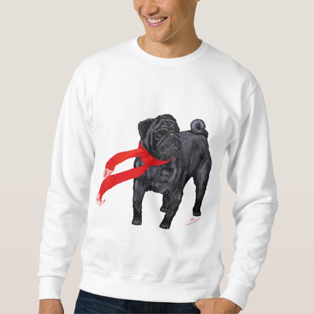 Pugs in Red Scarf Sweatshirt (Front)