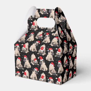 Pugs in Santa Hats Christmas Pattern Favor Box
