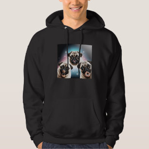 Pugs In Space With Donuts Cute Pug Boys Girls Men Hoodie