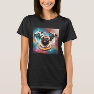 Pugs In Space With Donuts Cute Pug Boys Girls Men T-Shirt