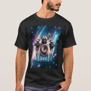 Pugs In Space With Donuts Cute Pug Boys Girls Men T-Shirt