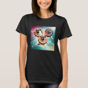 Pugs In Space With Donuts Cute Pug Boys Girls Men  T-Shirt