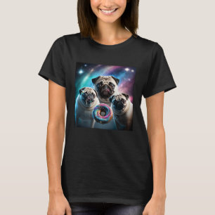 Pugs In Space With Donuts Cute Pug Boys Girls Men T-Shirt