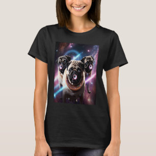 Pugs In Space With Donuts Cute Pug Boys Girls Men T-Shirt