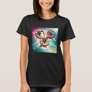 Pugs In Space With Doughnuts Cute Pug Boys Girls M T-Shirt